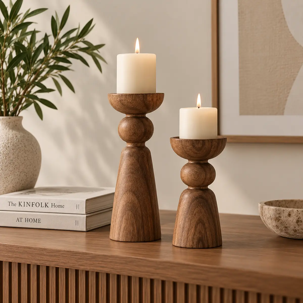 Handcrafted Wooden Candle Stand